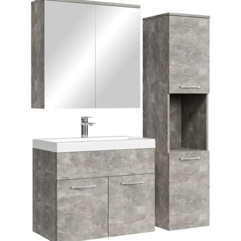 Badplaats Badkamermeubel Montreal 60cm complete set met spiegelkast - grijs