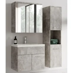 Badplaats Badkamermeubel Montreal 60cm complete set met spiegelkast - grijs
