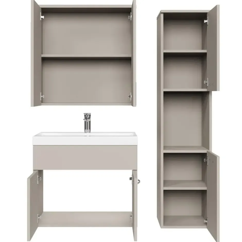 Badplaats Badkamermeubel Montreal 60cm complete set met spiegelkast - beige