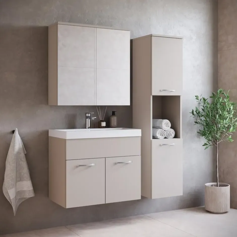 Badplaats Badkamermeubel Montreal 60cm complete set met spiegelkast - beige