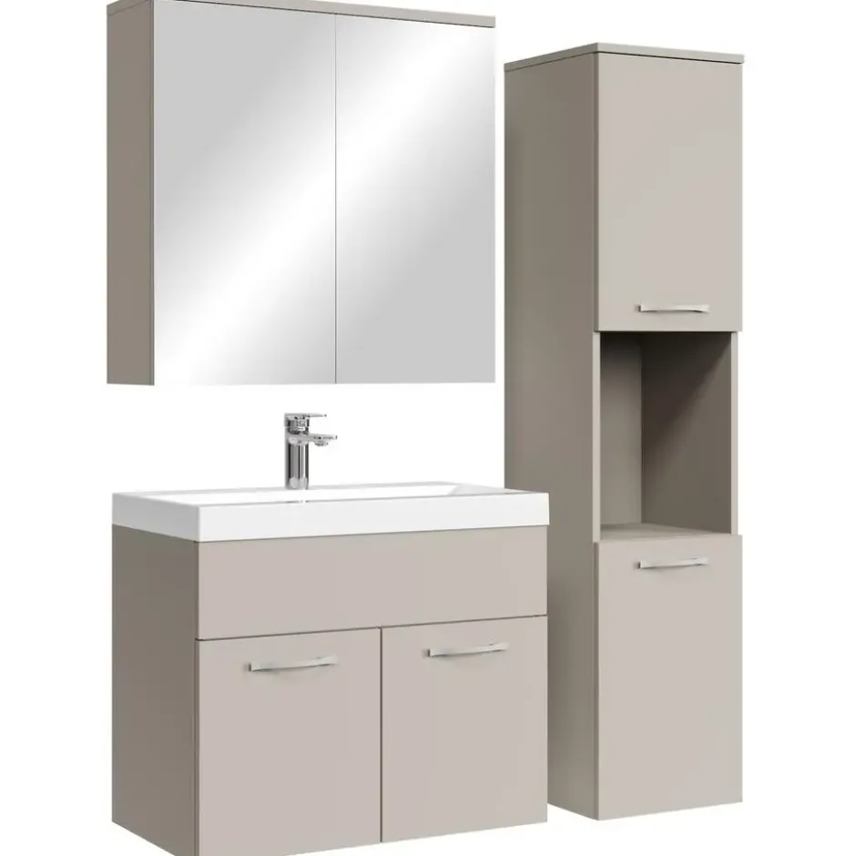 Badplaats Badkamermeubel Montreal 60cm complete set met spiegelkast - beige