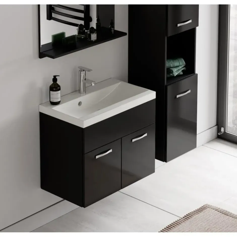 Badplaats Badkamermeubel Montreal 60cm complete set - hoogglans zwart