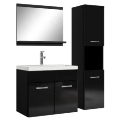 Badplaats Badkamermeubel Montreal 60cm complete set - hoogglans zwart