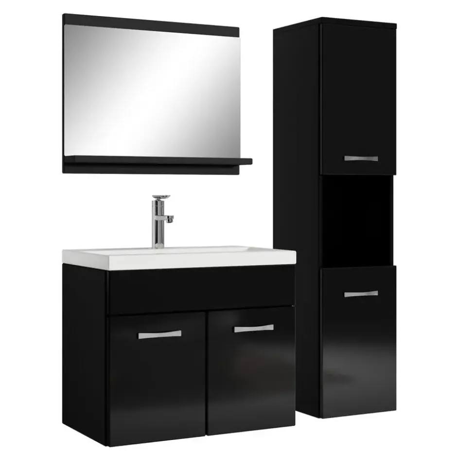 Badplaats Badkamermeubel Montreal 60cm complete set - hoogglans zwart