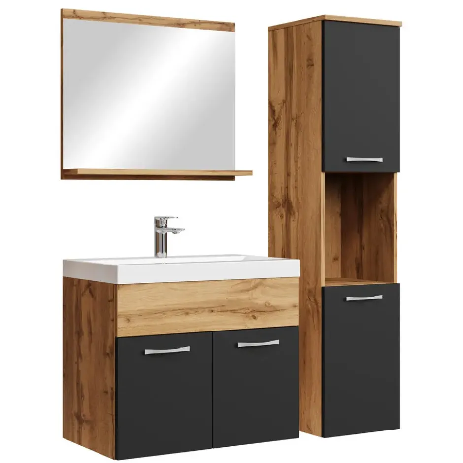 Badplaats Badkamermeubel Montreal 60cm complete set - bruin eiken