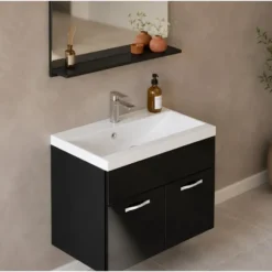 Badplaats Badkamermeubel Montreal 01 60cm met wastafel - hoogglans zwart