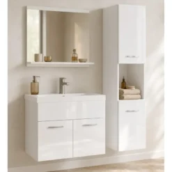 Badplaats Badkamermeubel Montreal 01 60cm met wastafel - hoogglans wit