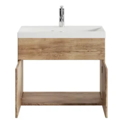 Badplaats Badkamermeubel Montreal 01 60cm met wastafel - bruin eiken
