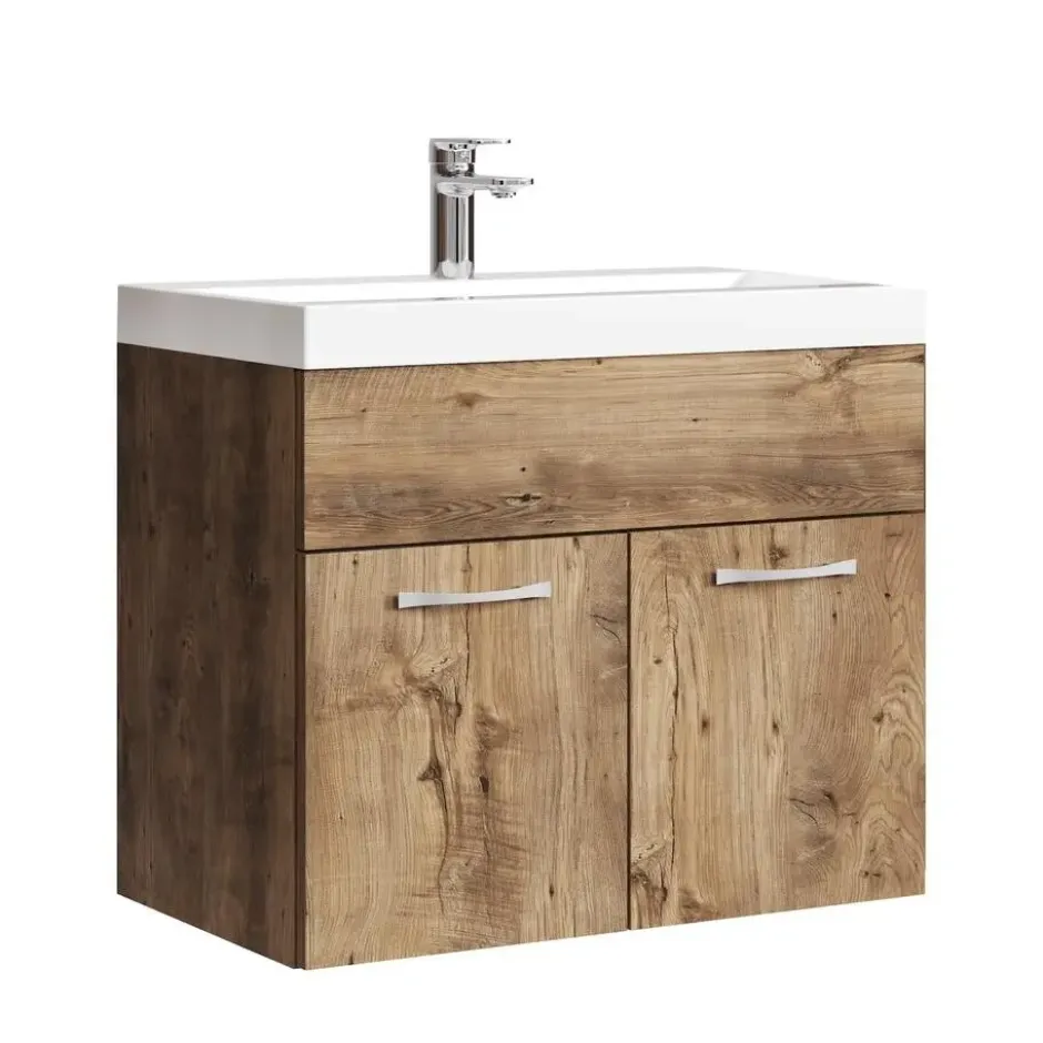 Badplaats Badkamermeubel Montreal 01 60cm met wastafel - bruin eiken