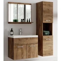 Badplaats Badkamermeubel Montreal 01 60cm met wastafel - bruin eiken