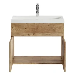 Badplaats Badkamermeubel Montreal 01 60cm met wastafel - kastanje eiken