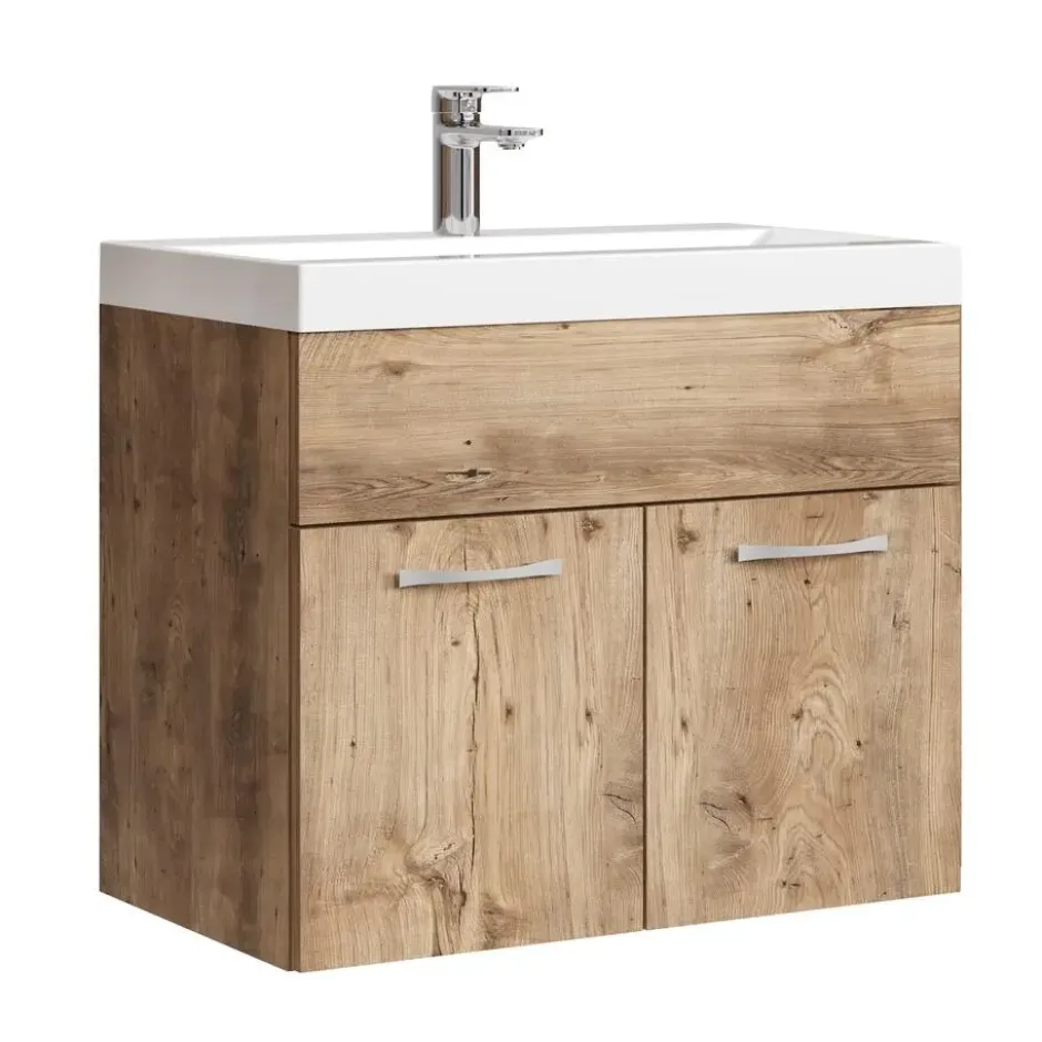 Badplaats Badkamermeubel Montreal 01 60cm met wastafel - kastanje eiken