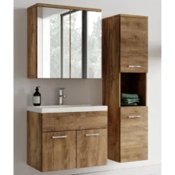 Badplaats Badkamermeubel Set Montreal 60 cm - Bruin Eiken - Badmeubel met