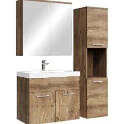 Badplaats Badkamermeubel Set Montreal 60 cm - Bruin Eiken - Badmeubel met