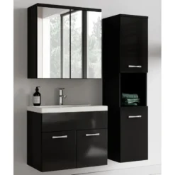 Badplaats Badkamermeubel Set Montreal 60 cm - Zwart Hoogglans - Badmeubel met