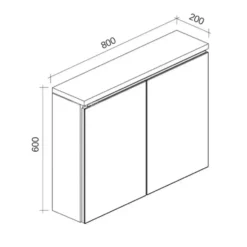 Badplaats Spiegelkast Paso LED 80 x 20 x 60 cm - bruin eiken