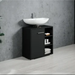 Badplaats Wastafelkast Neptunus 60 x 28 x 60 cm - mat zwart