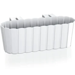 Balkon plantenbak/bloembak - met haken - kunststof - wit - 38cm