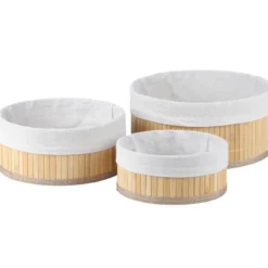 Bambou & Co opbergmanden - 3x - met stof - bruin - organizer