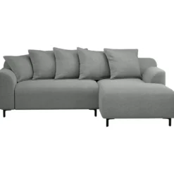 Bank Elsa met chaise longue rechts - stof Eden - grijs
