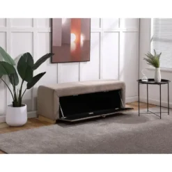 Bankje CAPINO - 130 cmx42 cmx46 cm - Taupe Fluweel Stof