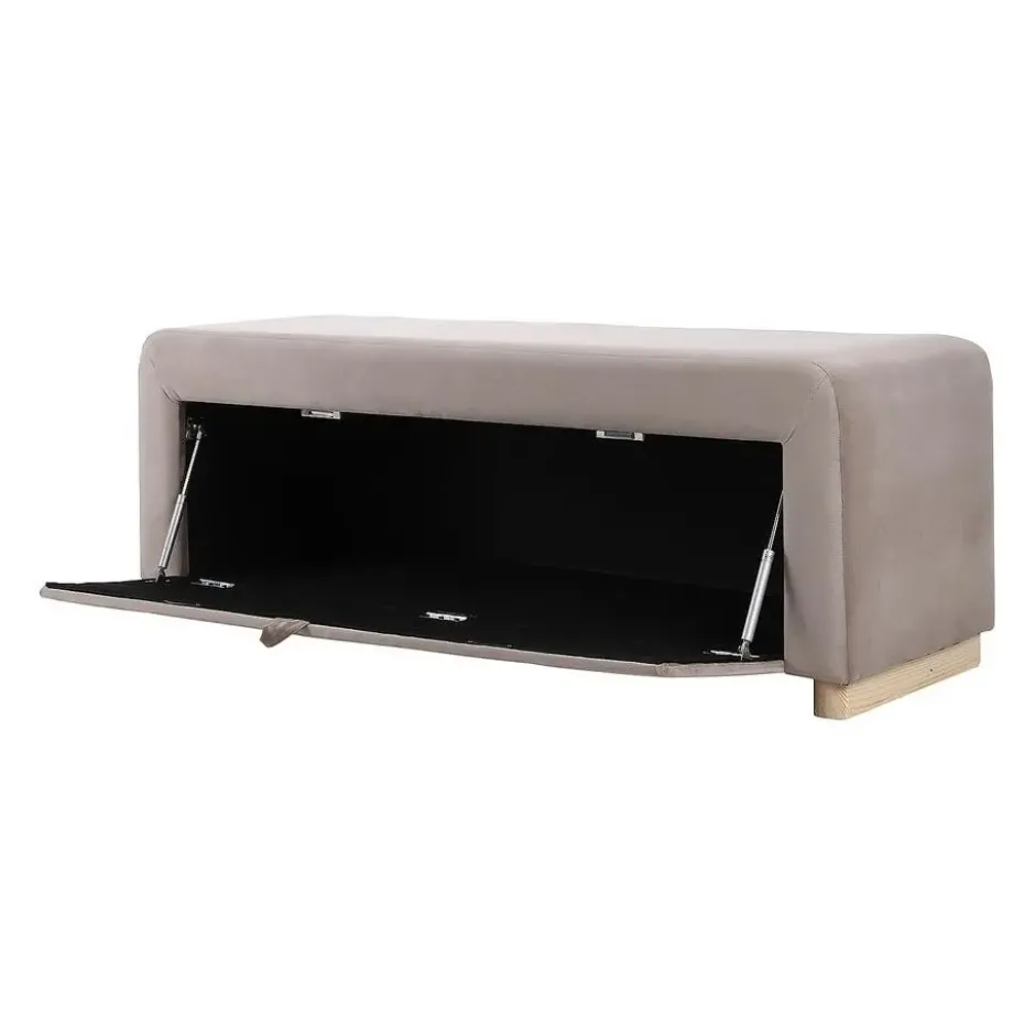 Bankje CAPINO - 130 cmx42 cmx46 cm - Taupe Fluweel Stof