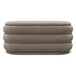 Bankje ECAMBI - 112 cmx47 cmx49 cm - Taupe Stof Fluweel