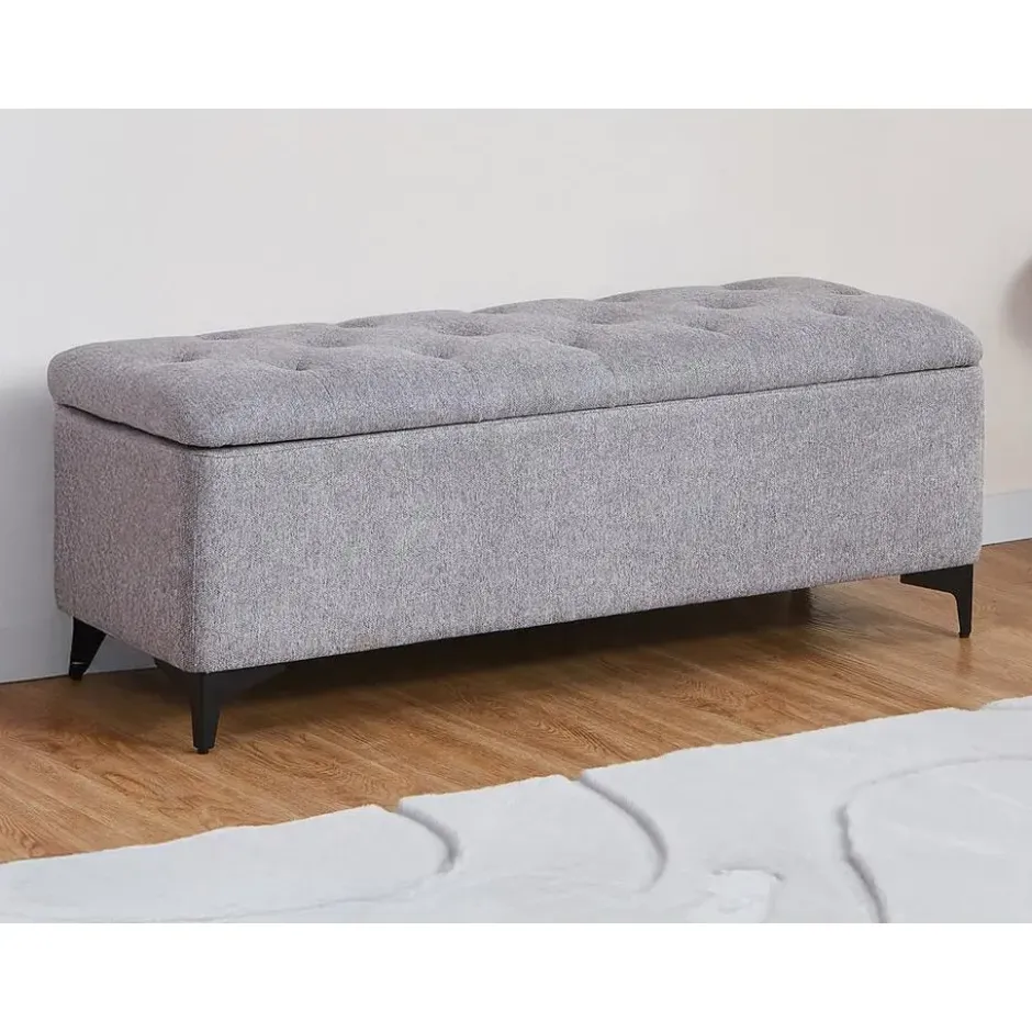 Bankje SABILO - 120 cmx45 cmx44 cm - Grijs Stof