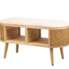 Bank met opbergruimte van rotan en beige fluweel
