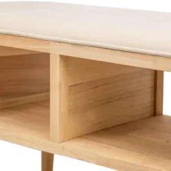 Bank met opbergruimte van rotan en beige fluweel