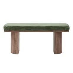 Bank van massief hout en groene ribfluweel