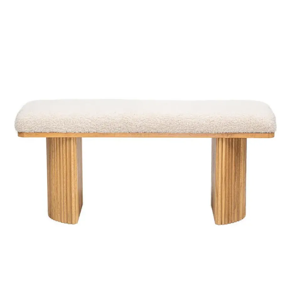 Bank van massief hout en witte lussen