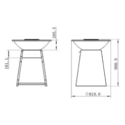 Barbecue CORVERA - 81 cmx81 cmx96.1 cm - Zwart Metaal