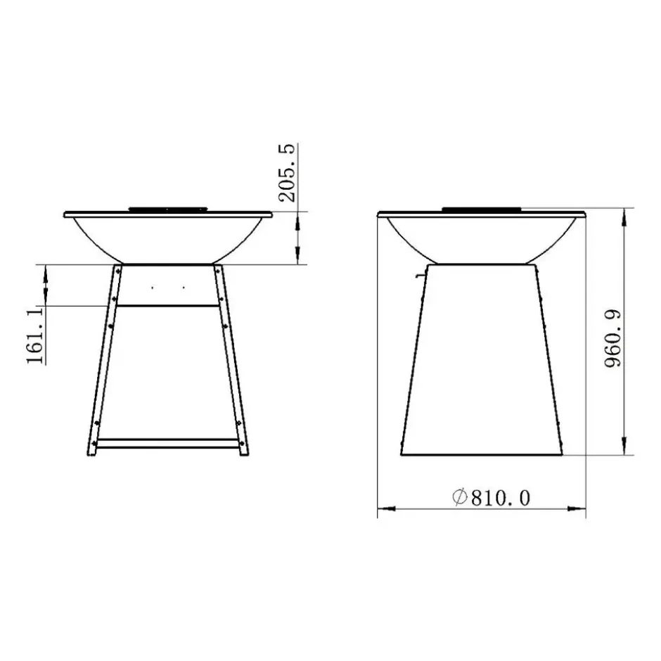Barbecue CORVERA - 81 cmx81 cmx96.1 cm - Zwart Metaal