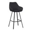 Barkruk Elise velvet zwart draaibaar met armleuning Zithoogte 79 cm Stof
