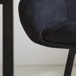 Barkruk Elise velvet zwart draaibaar met armleuning Zithoogte 79 cm Stof