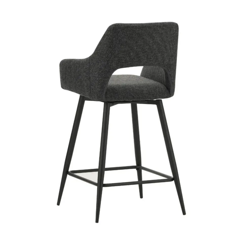 Barkruk Skye draaibaar met armleuning zwart - Zithoogte 66,50 cm - Stof - Zwart
