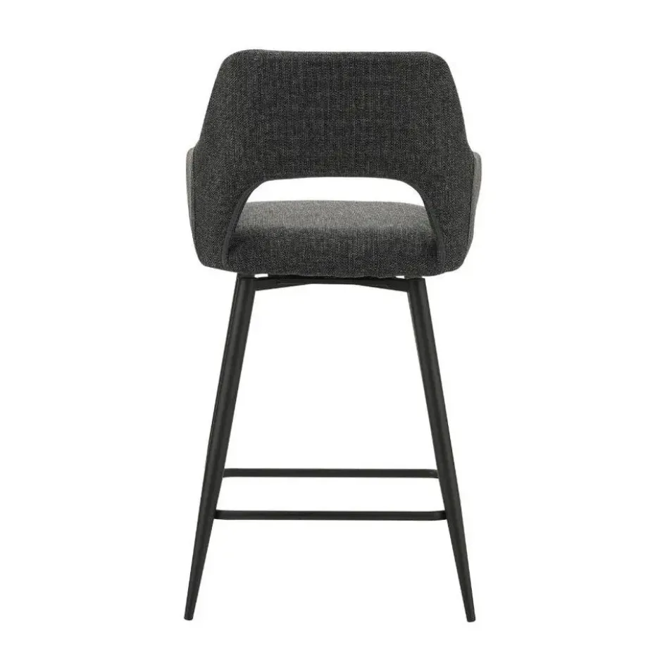 Barkruk Skye draaibaar met armleuning zwart - Zithoogte 66,50 cm - Stof - Zwart