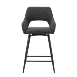 Barkruk Skye draaibaar met armleuning zwart - Zithoogte 66,50 cm - Stof - Zwart