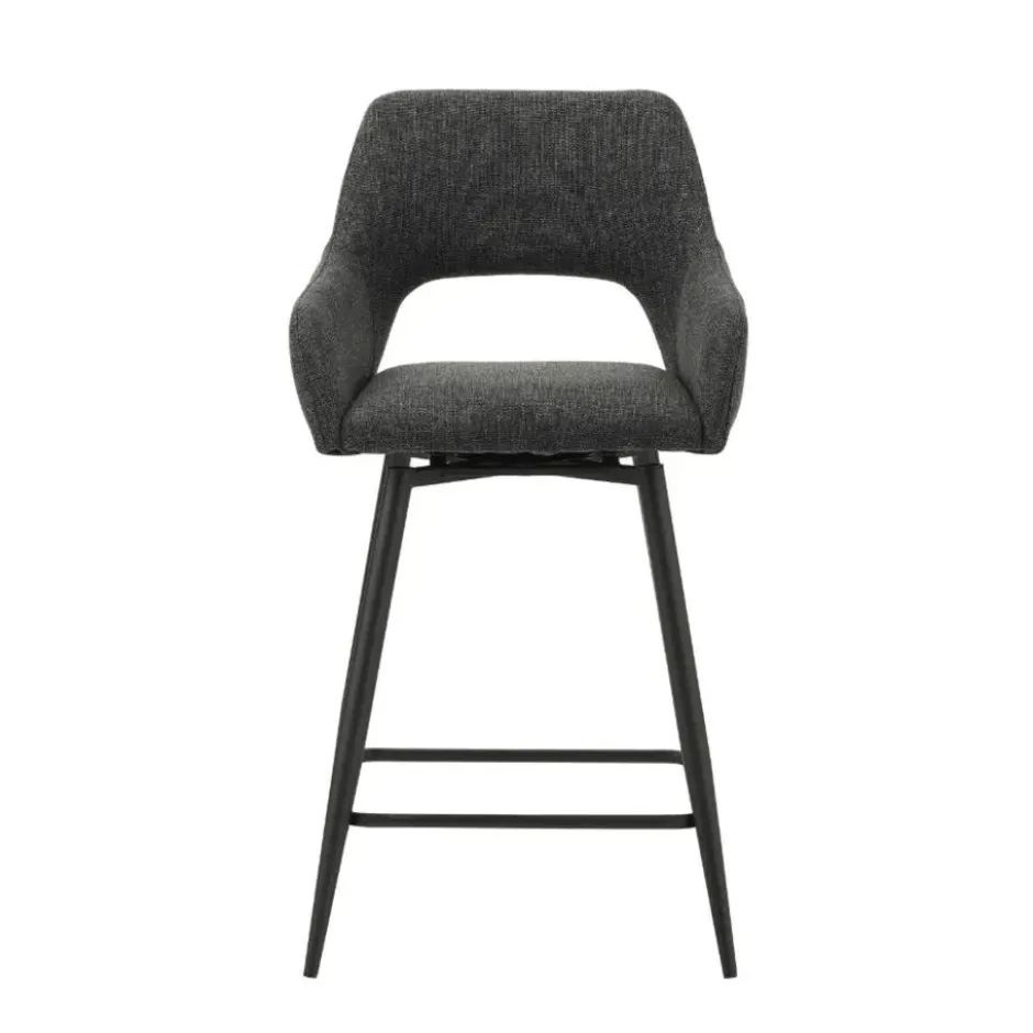 Barkruk Skye draaibaar met armleuning zwart - Zithoogte 66,50 cm - Stof - Zwart