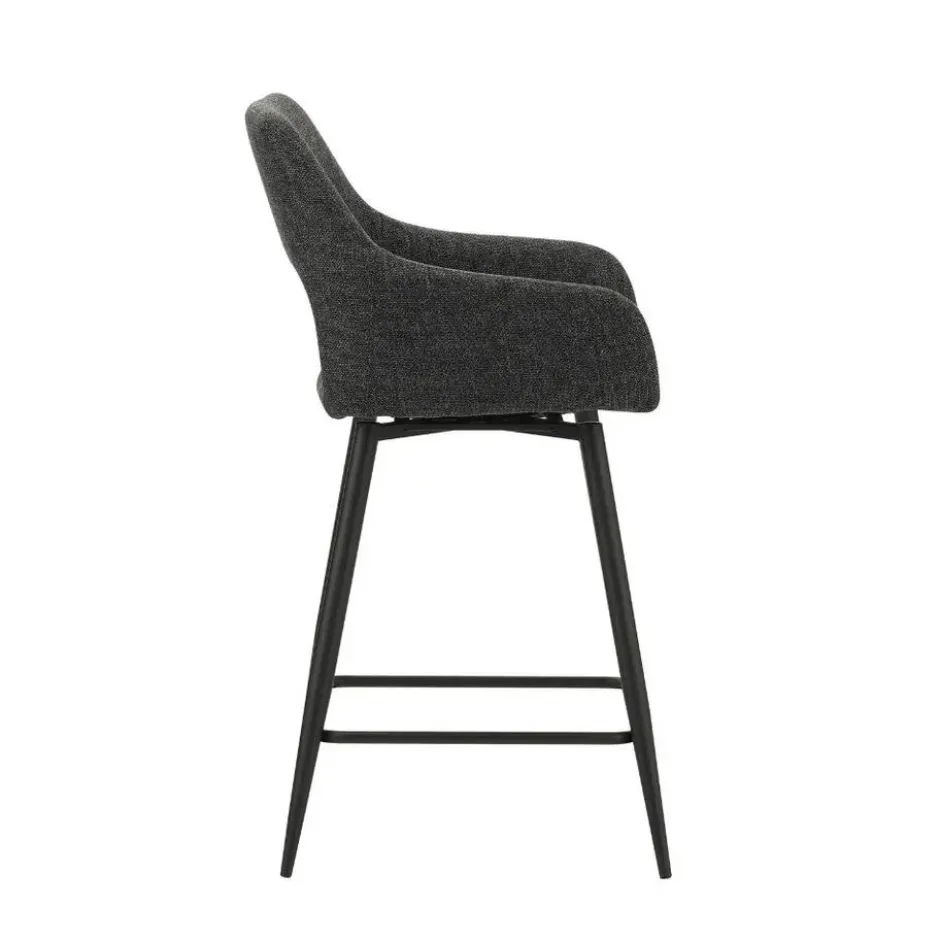 Barkruk Skye draaibaar met armleuning zwart - Zithoogte 66,50 cm - Stof - Zwart