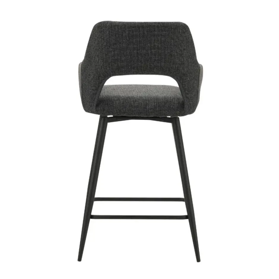 Barkruk Skye draaibaar met armleuning zwart - Zithoogte 66,50 cm - Stof - Zwart