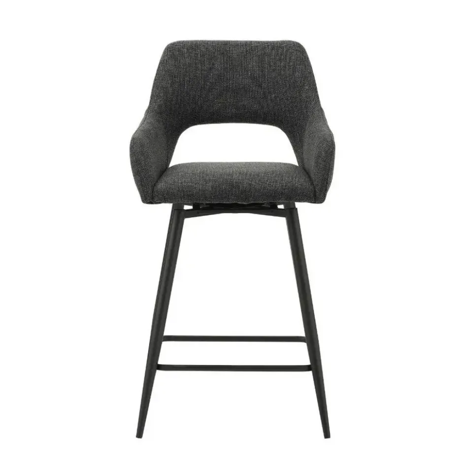 Barkruk Skye draaibaar met armleuning zwart - Zithoogte 66,50 cm - Stof - Zwart