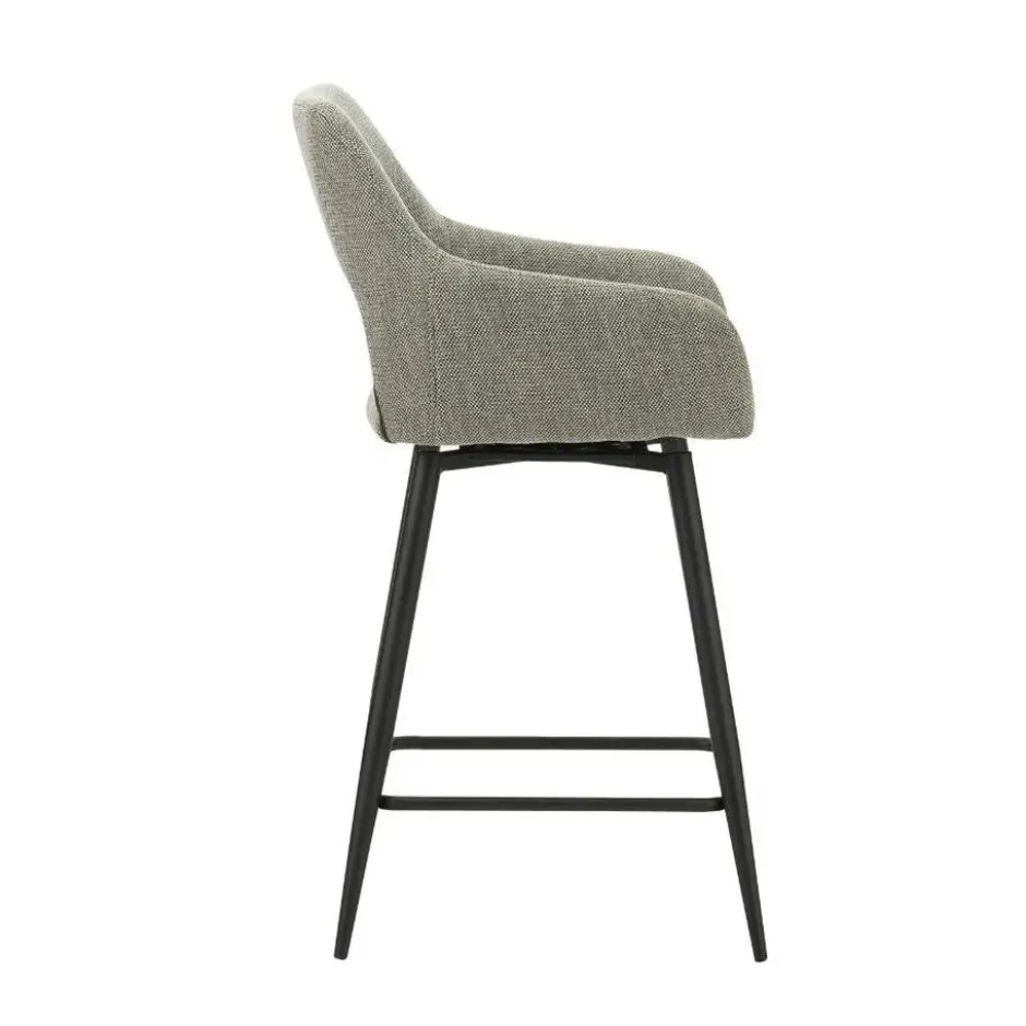 Barkruk Skye draaibaar met armleuning groen - Zithoogte 66,50 cm - Stof - Groen