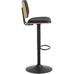 Barkruk - Zwart PU leer - Zithoogte 85cm - Muris
