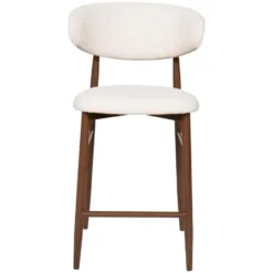 Barstoel - Beige Stof - Zithoogte 65cm - 55x52x94cm - Alexia - Set van 2