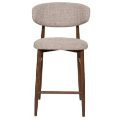 Barstoel - Taupe Stof - Zithoogte 65cm - 55x52x94cm - Alexia - Set van 2