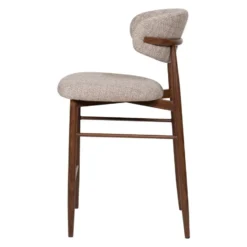 Barstoel - Taupe Stof - Zithoogte 65cm - 55x52x94cm - Alexia - Set van 2