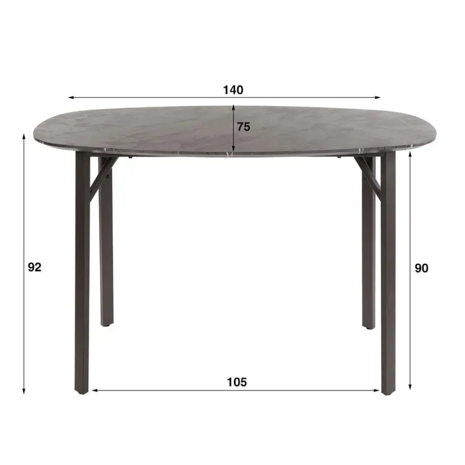 Bartafel Keramieklook - 140x75x92cm - Deens Ovaal