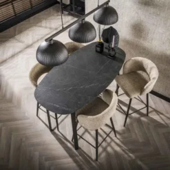 Bartafel Keramieklook - 140x75x92cm - Deens Ovaal